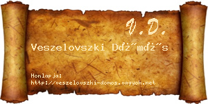 Veszelovszki Dömös névjegykártya